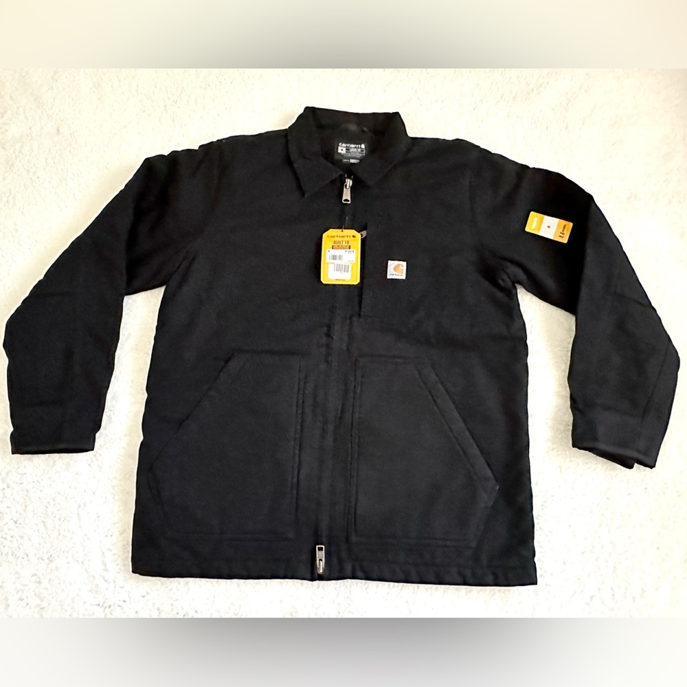 Carhartt Washed Duck Sherpa-Lined Coat, Loose Fit, Black